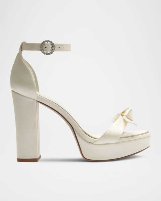 Clarita Satin Platform Block-Heel Sandals